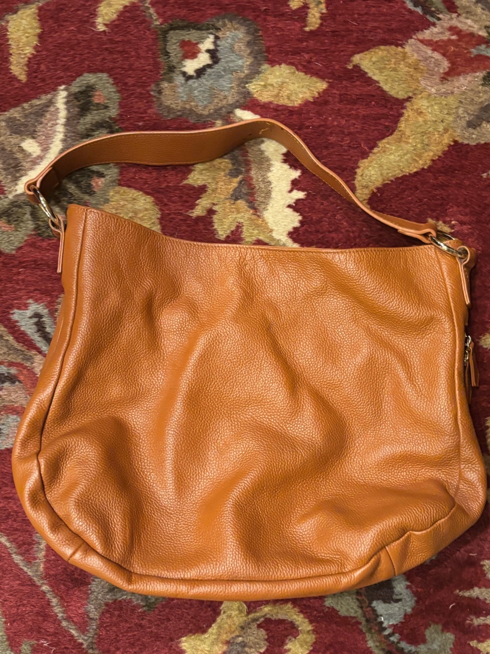 Classic Pebbled Leather Shoulder Bag in Cognac